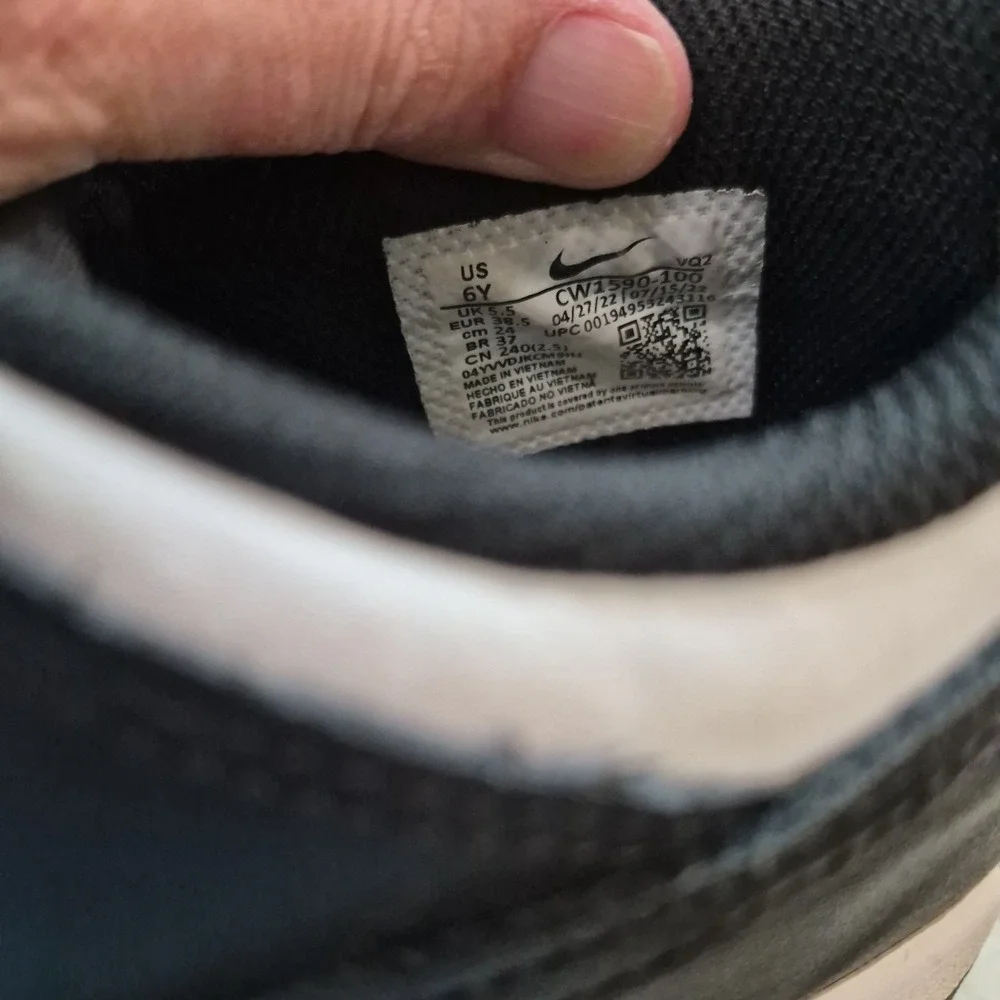 Size 6 Youth- Nike Dunk Low Black White - CW1590-100